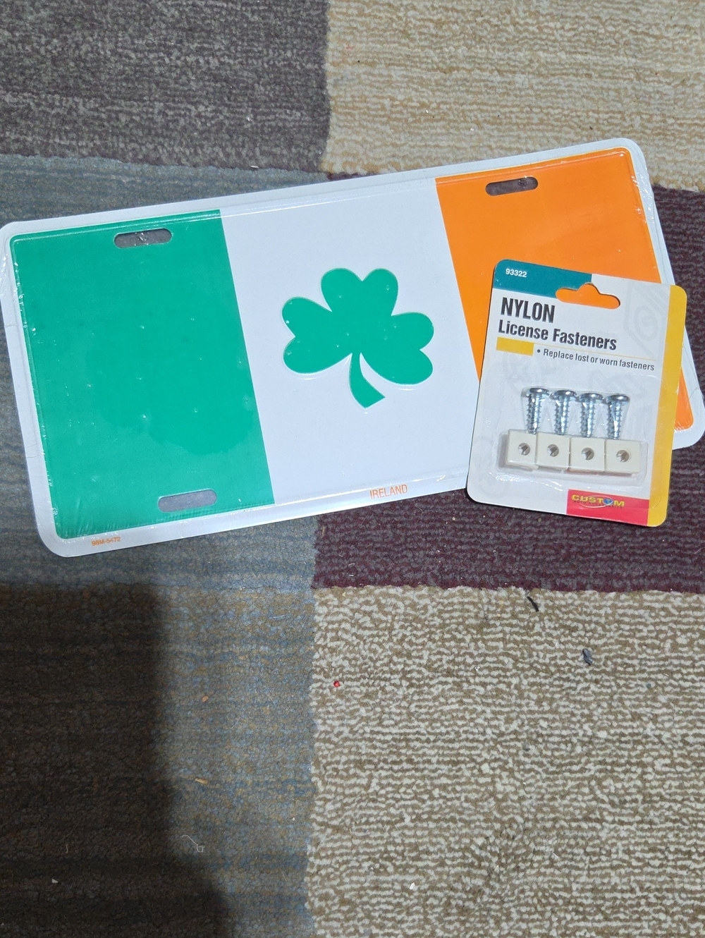 Ireland Flag License Plate with Shamrock - Green & White